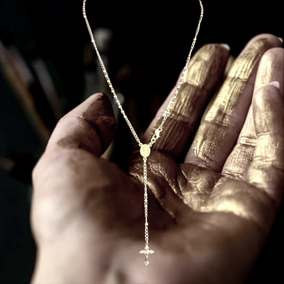 925 Gold Plated Sterling Silver Rosary Necklace 42$